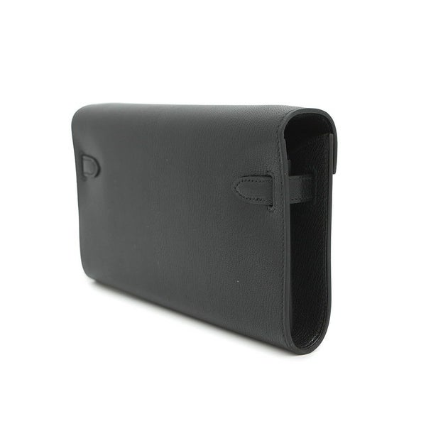 エルメス ケリーウォレット ロング トゥーゴー ブラック/エレクトラム金具 シェブルシャムキラ W刻印 財布 黒