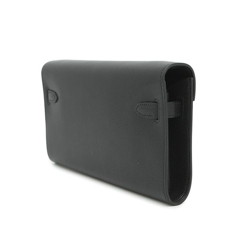 エルメス ケリーウォレット ロング トゥーゴー ブラック/エレクトラム金具 シェブルシャムキラ W刻印 財布 黒