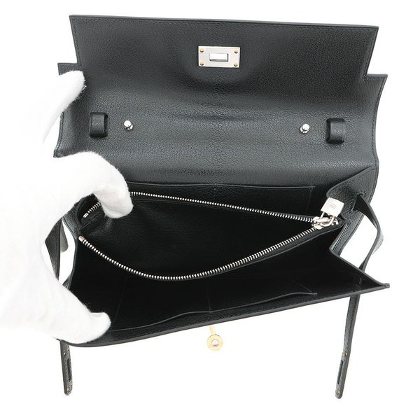 エルメス ケリーウォレット ロング トゥーゴー ブラック/エレクトラム金具 シェブルシャムキラ W刻印 財布 黒