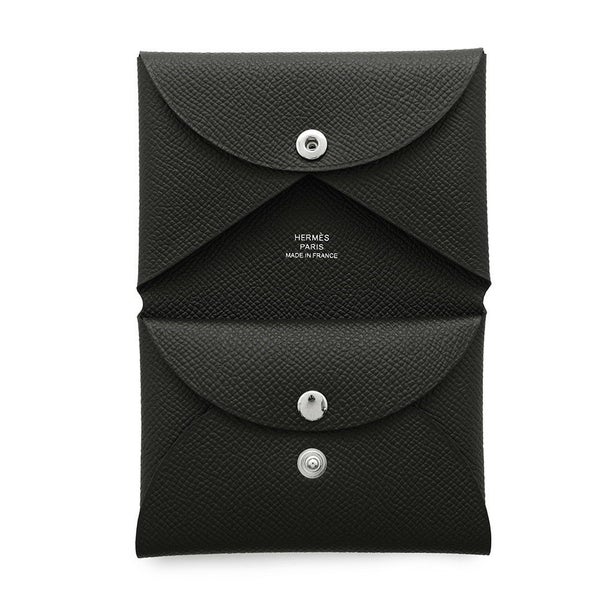 エルメス コインケース カルヴィ デュオ ブラック/シルバー金具 エプソン K刻印 黒