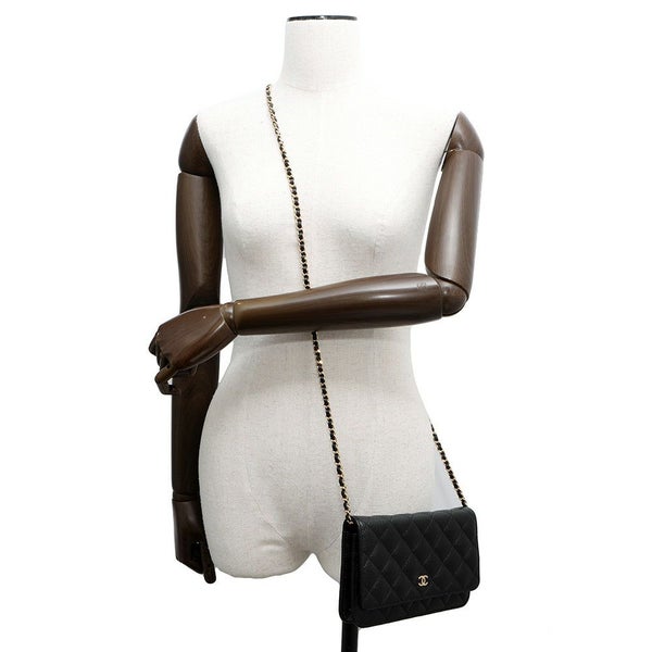 シャネル チェーンウォレット クラシック マトラッセ ココマーク キャビアスキン AP0250 CHANEL 財布 黒