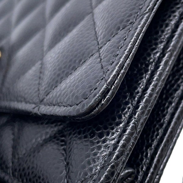 シャネル チェーンウォレット クラシック マトラッセ ココマーク キャビアスキン AP0250 CHANEL 財布 黒