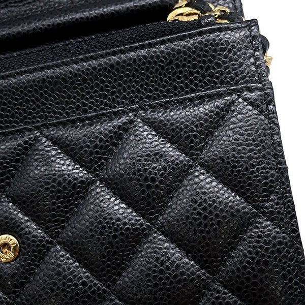 シャネル チェーンウォレット クラシック マトラッセ ココマーク キャビアスキン AP0250 CHANEL 財布 黒