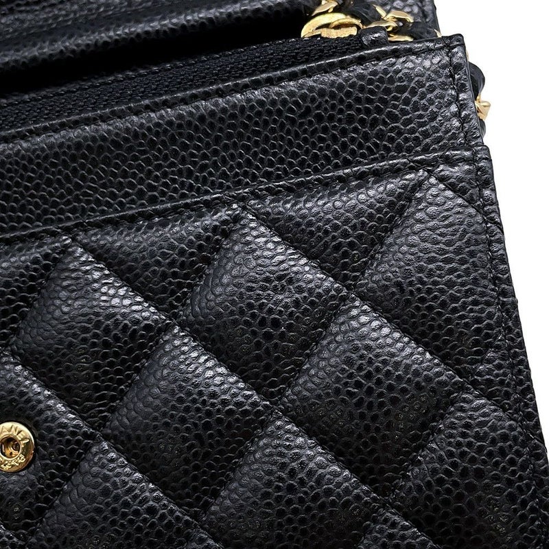 シャネル チェーンウォレット クラシック マトラッセ ココマーク キャビアスキン AP0250 CHANEL 財布 黒