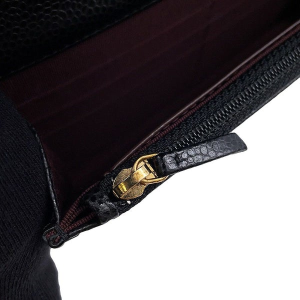 シャネル チェーンウォレット クラシック マトラッセ ココマーク キャビアスキン AP0250 CHANEL 財布 黒