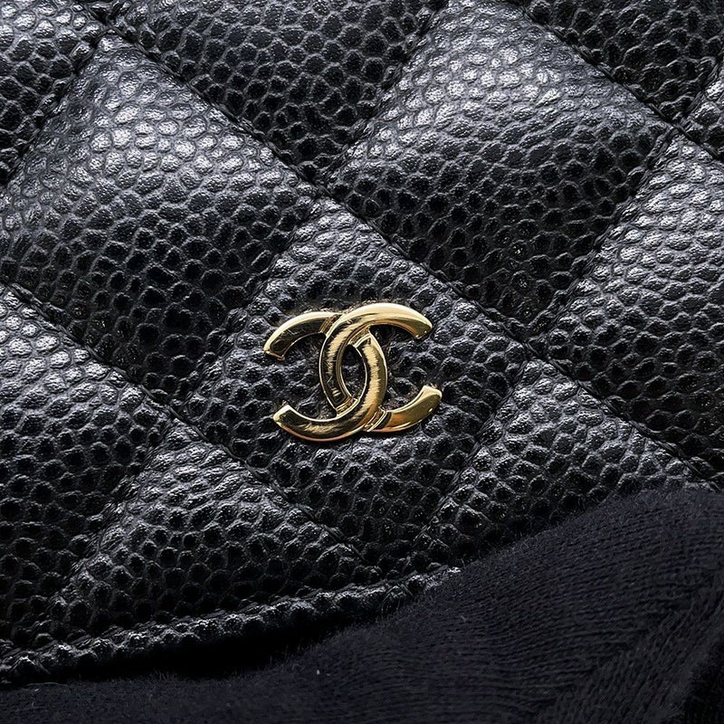 シャネル チェーンウォレット クラシック マトラッセ ココマーク キャビアスキン AP0250 CHANEL 財布 黒