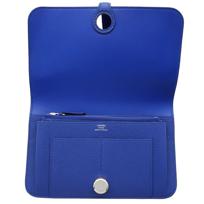 エルメス 長財布 ドゴンGM ブルーエレクトリック/シルバー金具 トゴ T刻印 HERMES 財布