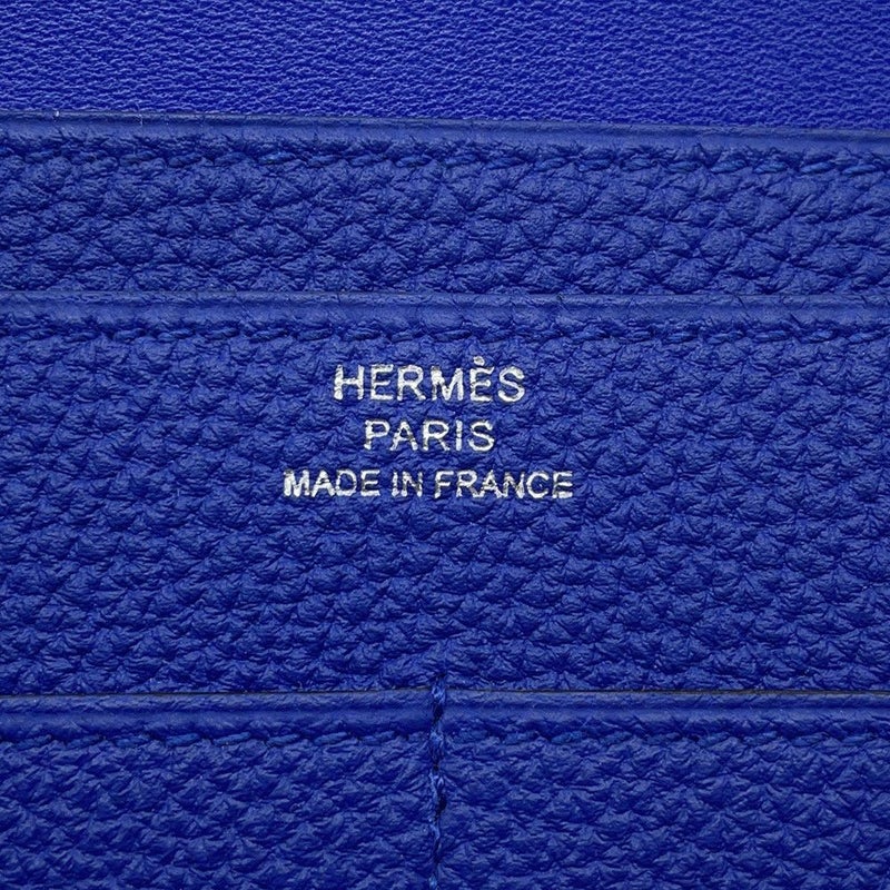 エルメス 長財布 ドゴンGM ブルーエレクトリック/シルバー金具 トゴ T刻印 HERMES 財布
