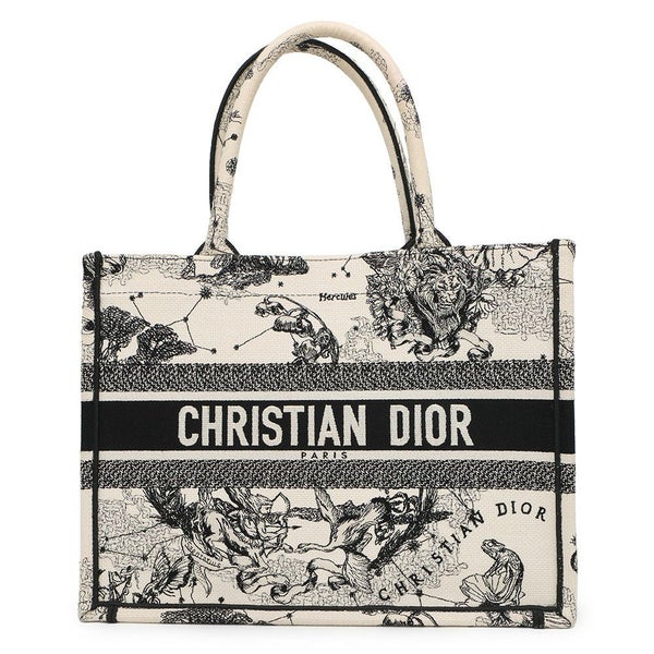 クリスチャン・ディオール トートバッグ ブックトート ゾディアック エンブロイダリー ミディアム M1296ZRHZ 白 黒