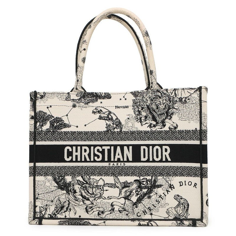 クリスチャン・ディオール トートバッグ ブックトート ゾディアック エンブロイダリー ミディアム M1296ZRHZ 白 黒