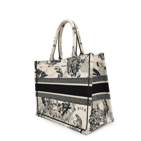 クリスチャン・ディオール トートバッグ ブックトート ゾディアック エンブロイダリー ミディアム M1296ZRHZ 白 黒