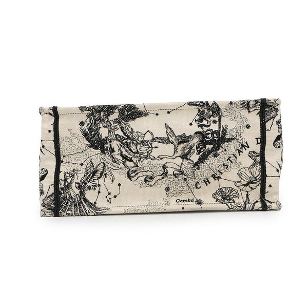 クリスチャン・ディオール トートバッグ ブックトート ゾディアック エンブロイダリー ミディアム M1296ZRHZ 白 黒