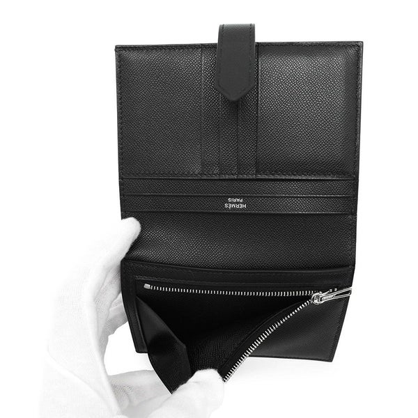 エルメス 二つ折り財布 ベアンコンパクト ブラック/ブラック金具 ヴォーマダム K刻印 黒