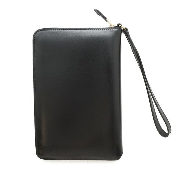 エルメス トラベルケース チャーリー ブラック/ゴールド金具 ボックスカーフ □C刻印 黒