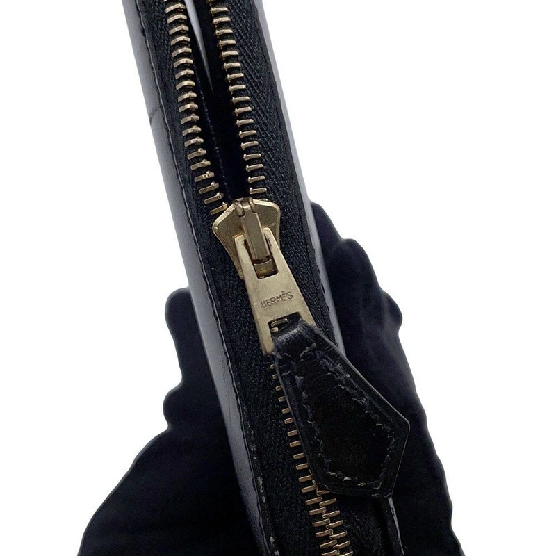 エルメス トラベルケース チャーリー ブラック/ゴールド金具 ボックスカーフ □C刻印 黒