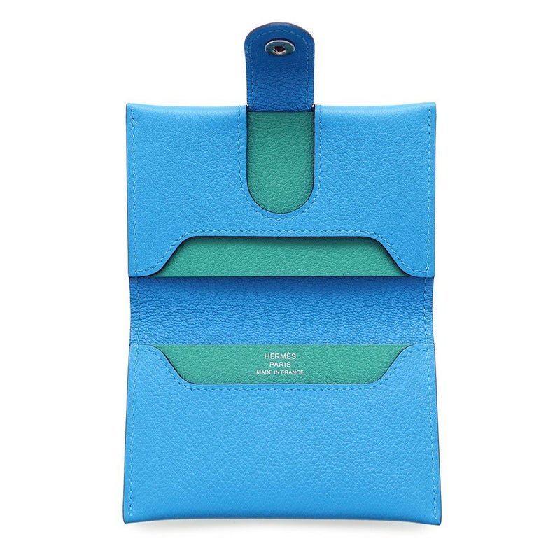 エルメス カードケース RMS ヴェルソ ブルーザンジバル/ヴェールヴェルティゴ/シルバー金具 エバーカラー W刻印