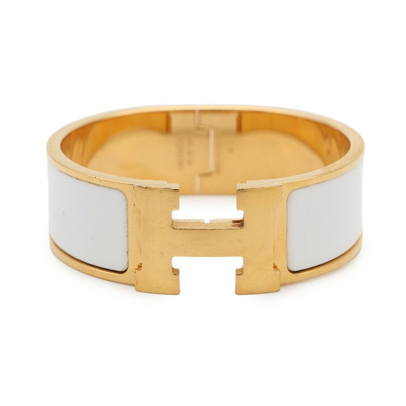 エルメス ブレスレット クリッククラックH GM ホワイト/ゴールド金具 HERMES アクセサリー 白