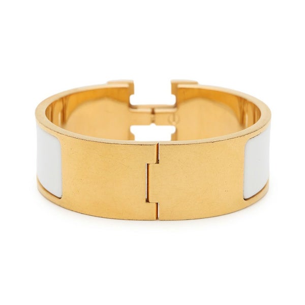 エルメス ブレスレット クリッククラックH GM ホワイト/ゴールド金具 HERMES アクセサリー 白