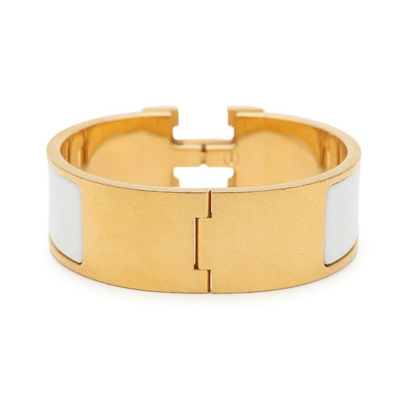 エルメス ブレスレット クリッククラックH GM ホワイト/ゴールド金具 HERMES アクセサリー 白