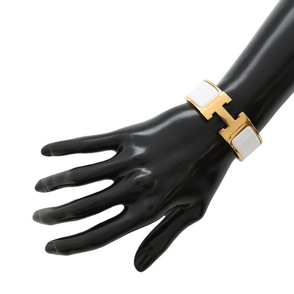 エルメス ブレスレット クリッククラックH GM ホワイト/ゴールド金具 HERMES アクセサリー 白