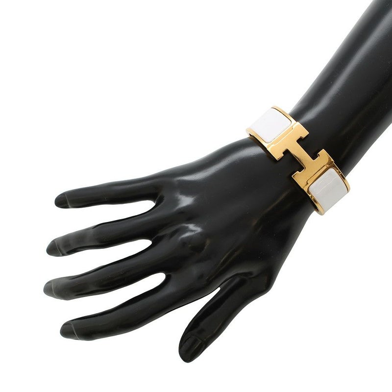 エルメス ブレスレット クリッククラックH GM ホワイト/ゴールド金具 HERMES アクセサリー 白