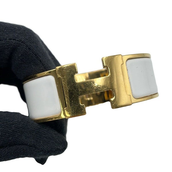 エルメス ブレスレット クリッククラックH GM ホワイト/ゴールド金具 HERMES アクセサリー 白