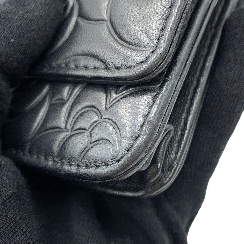 シャネル チェーンウォレット カメリア ココマーク ラムスキン A47421 CHANEL 財布 黒