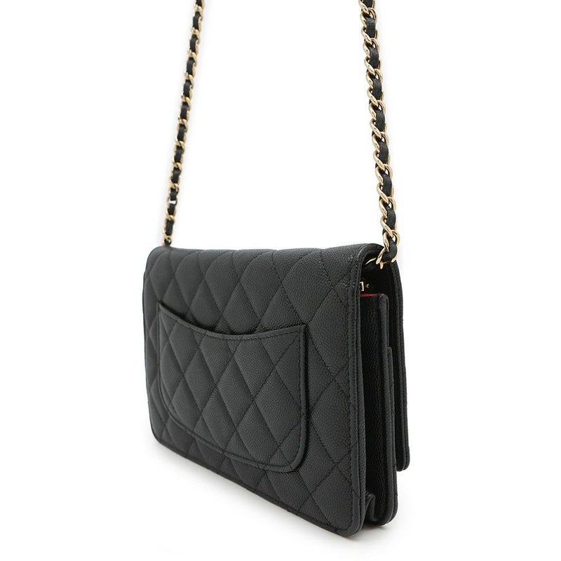 シャネル チェーンウォレット マトラッセ ココマーク キャビアスキン AP3516 CHANEL 財布 黒