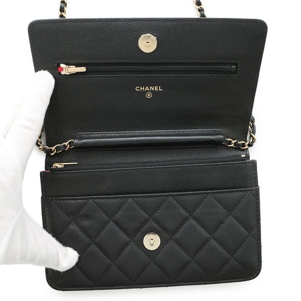 シャネル チェーンウォレット マトラッセ ココマーク キャビアスキン AP3516 CHANEL 財布 黒