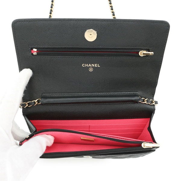 シャネル チェーンウォレット マトラッセ ココマーク キャビアスキン AP3516 CHANEL 財布 黒