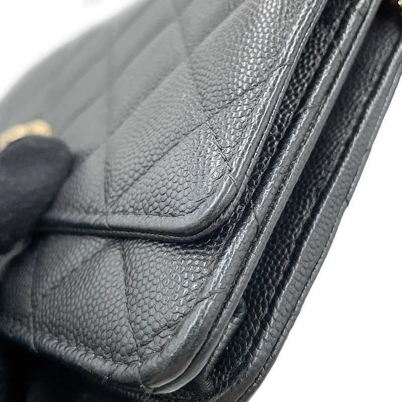 シャネル チェーンウォレット マトラッセ ココマーク キャビアスキン AP3516 CHANEL 財布 黒