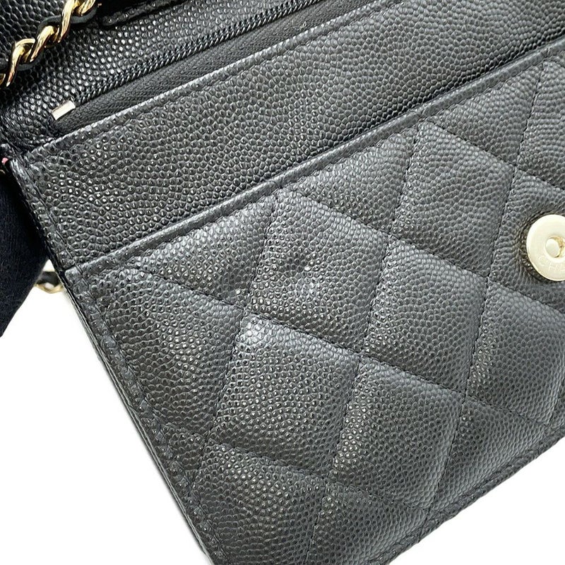 シャネル チェーンウォレット マトラッセ ココマーク キャビアスキン AP3516 CHANEL 財布 黒