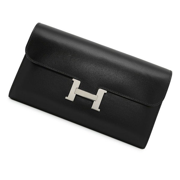 エルメス 長財布 コンスタンス トゥーゴー ロング ブラック/シルバー金具 ボックスカーフ O刻印 財布 黒