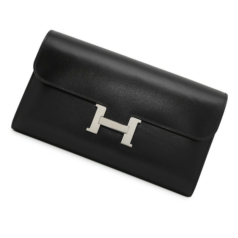 エルメス 長財布 コンスタンス トゥーゴー ロング ブラック/シルバー金具 ボックスカーフ O刻印 財布 黒