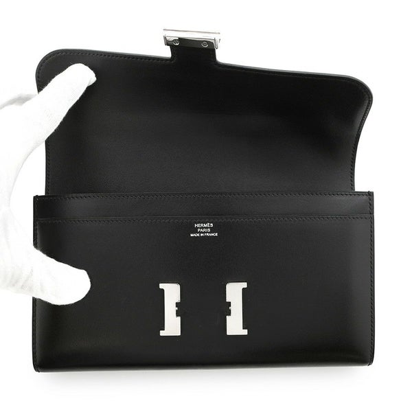 エルメス 長財布 コンスタンス トゥーゴー ロング ブラック/シルバー金具 ボックスカーフ O刻印 財布 黒