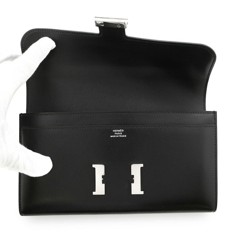 エルメス 長財布 コンスタンス トゥーゴー ロング ブラック/シルバー金具 ボックスカーフ O刻印 財布 黒