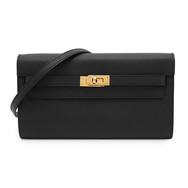 エルメス ケリーウォレット ロング トゥーゴー ブラック/ゴールド金具 エプソン W刻印 HERMES 黒