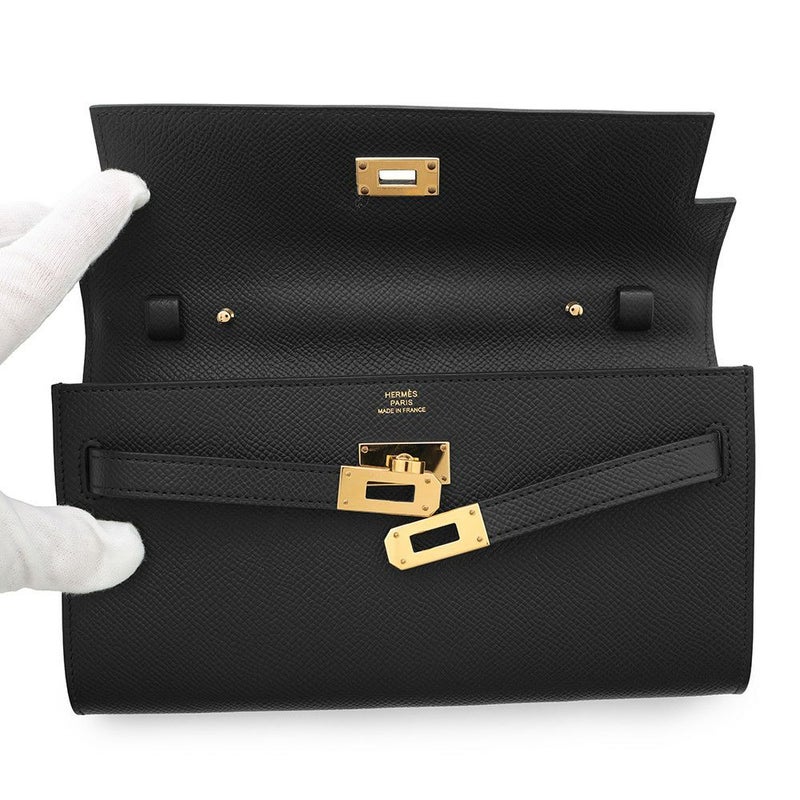 エルメス ケリーウォレット ロング トゥーゴー ブラック/ゴールド金具 エプソン W刻印 HERMES 黒