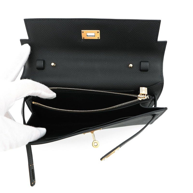 エルメス ケリーウォレット ロング トゥーゴー ブラック/ゴールド金具 エプソン W刻印 HERMES 黒