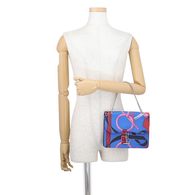 エルメス チェーンショルダーバッグ カテニ―ナ エプロン・ドール ブルー/マルチカラー/シルバー金具 シルク HERMES ソルド品 カテニナ