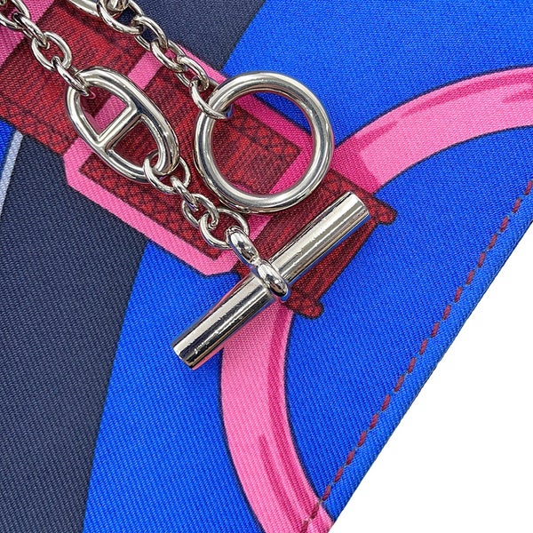 エルメス チェーンショルダーバッグ カテニ―ナ エプロン・ドール ブルー/マルチカラー/シルバー金具 シルク HERMES ソルド品 カテニナ