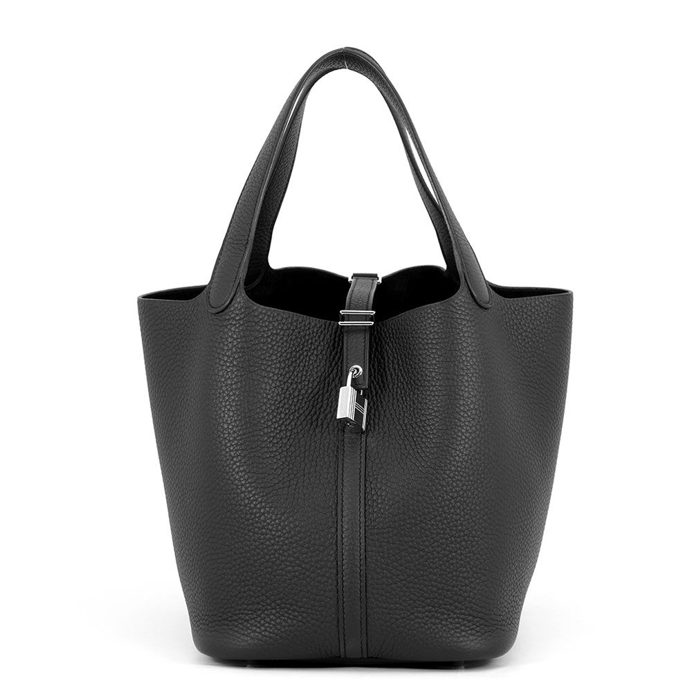 エルメス ハンドバッグ ピコタンロックMM ブラック/シルバー金具