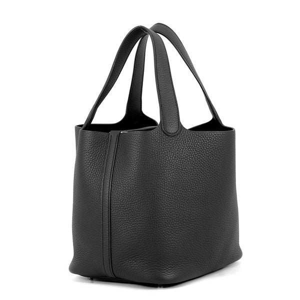 エルメス ハンドバッグ ピコタンロックMM ブラック/シルバー金具 トリヨンクレマンス W刻印 HERMES 黒