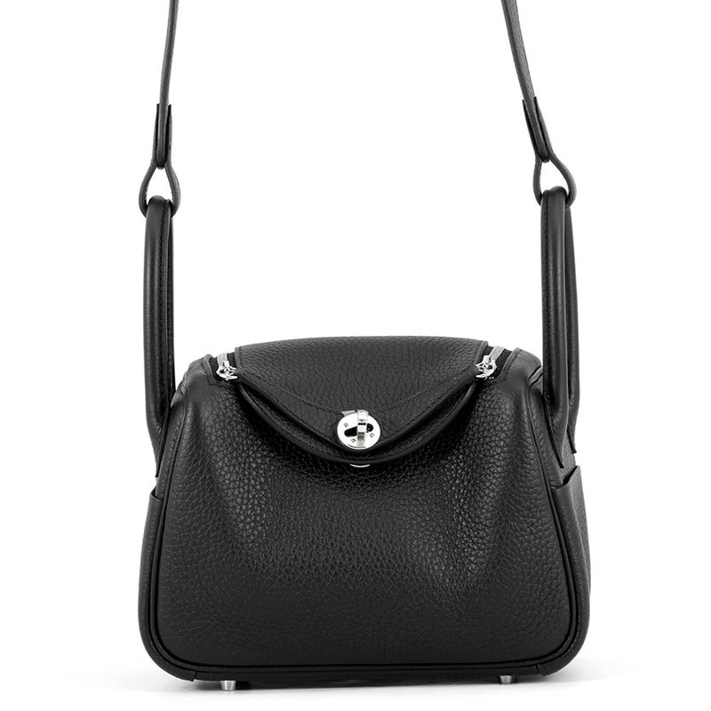エルメス ハンドバッグ リンディ ミニ ブラック/シルバー金具 トリヨンクレマンス G刻印 HERMES 2way 黒
