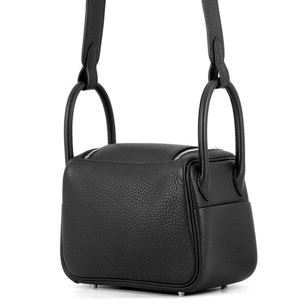 エルメス ハンドバッグ リンディ ミニ ブラック/シルバー金具 トリヨンクレマンス G刻印 HERMES 2way 黒