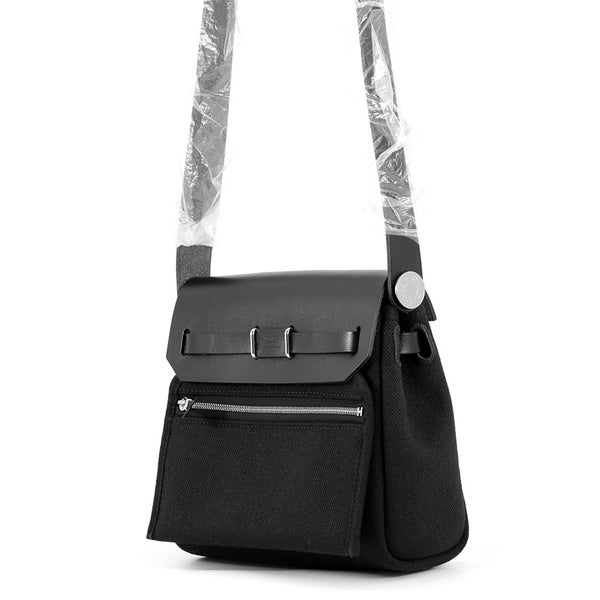 エルメス ショルダーバッグ エールバッグジップ ミニ ブラック/シルバー金具 トワルミリタリー/ヴァッシュハンター G刻印 黒