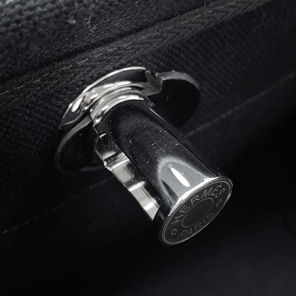 エルメス ショルダーバッグ エールバッグジップ ミニ ブラック/シルバー金具 トワルミリタリー/ヴァッシュハンター G刻印 黒