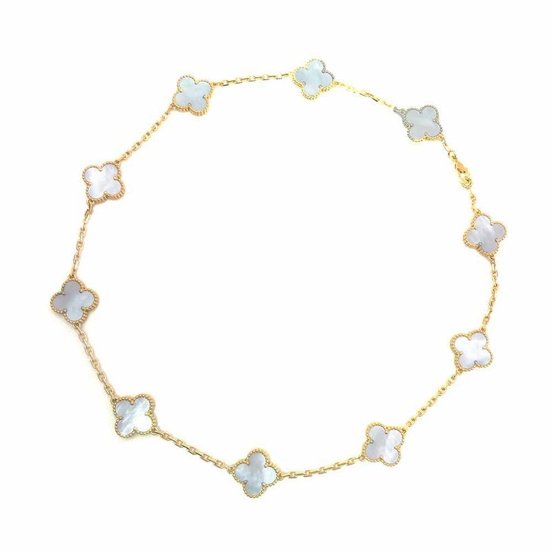 ヴァンクリーフ＆アーペル ネックレス ヴィンテージ アルハンブラ 10モチーフ マザーオブパール K18YG VCARA42800