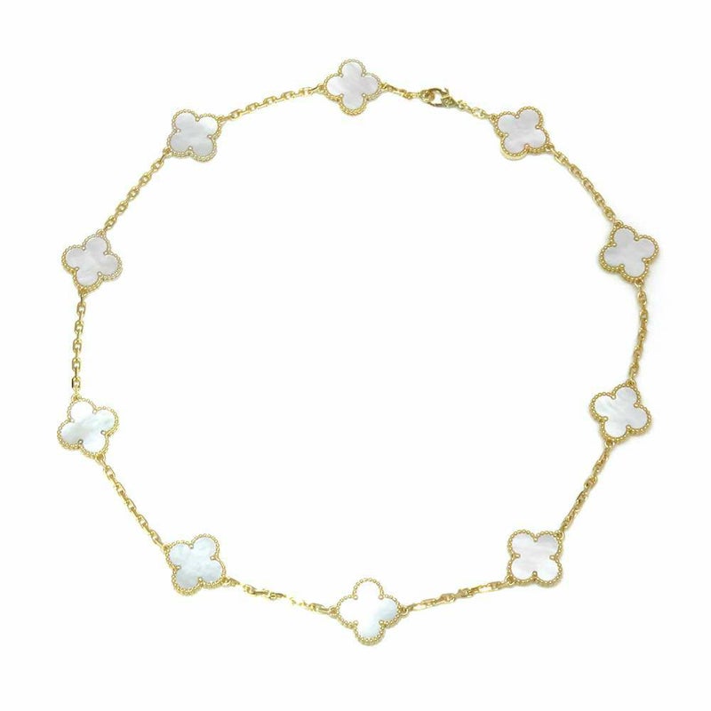 ヴァンクリーフ＆アーペル ネックレス ヴィンテージ アルハンブラ 10モチーフ マザーオブパール K18YG VCARA42800