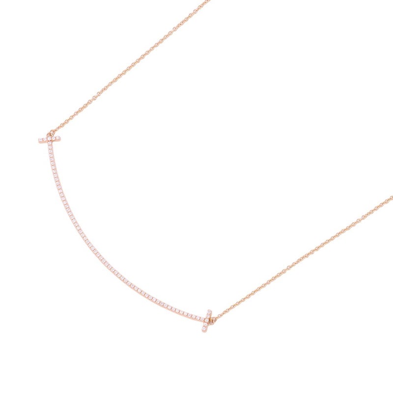 ティファニー ネックレス Tスマイル ペンダント ラージ ダイヤモンド 計約0.19ct K18PGピンクゴールド 60011654 Tiffany&Co.
